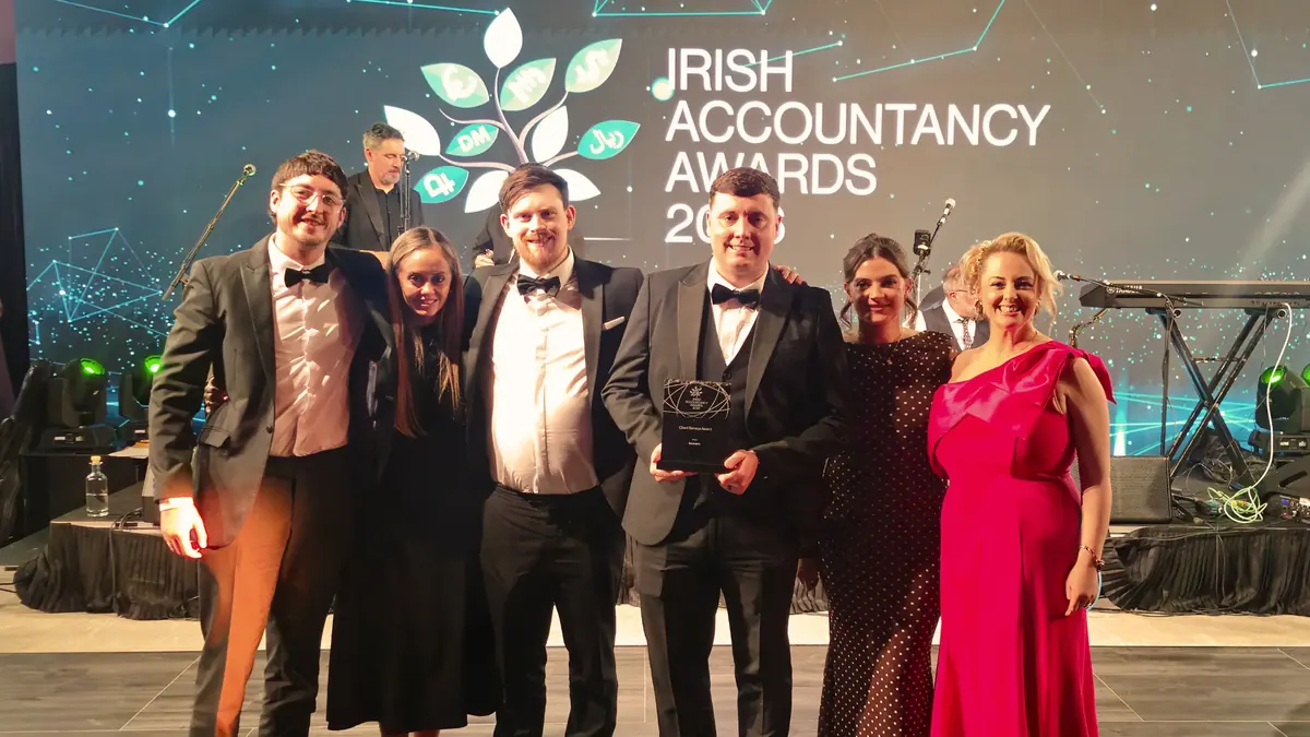 Client Service Award trophy at the Irish Accountancy Awards 2026